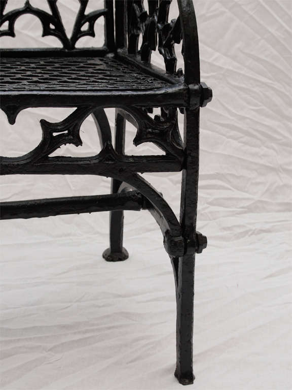 American Pair of Cast Iron Gothic Garden Benches