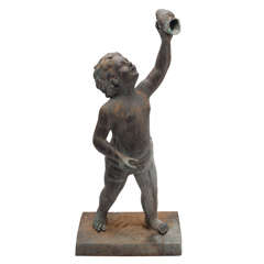 Bronze Fountain Figure of Child w/Shell