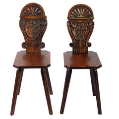Antique Pair of German Hall chairs