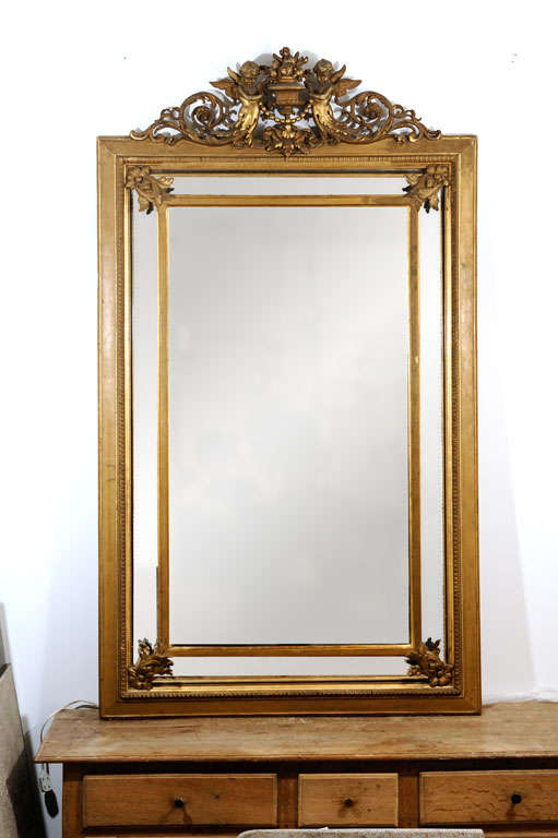 French Neoclassical gold gilt mirror