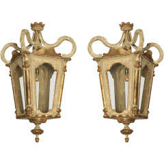 A pair Antique Italian Wooden Lantern