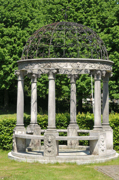 Carved Limestone and Wrought-Iron Rotunda