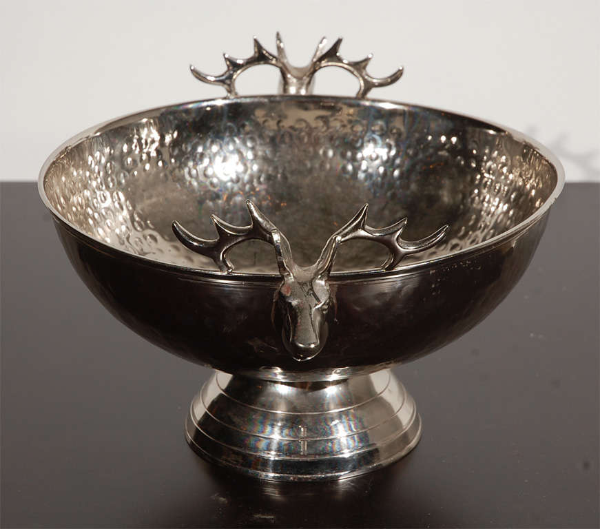 Small Silver Stag Bowl In Excellent Condition In Los Angeles, CA