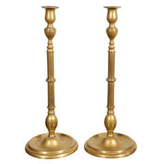 Pair of Tall Brass Candle Sticks