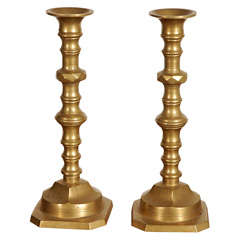 Antique Pair of Brass Candle Sticks