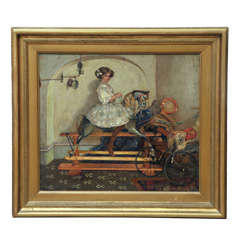 Antique Girl on a rocking horse