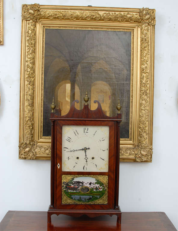 19th Century Eli Terry & Sons Pillar and Scroll Clock For Sale