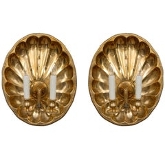 Pair of Brass Shell Sconces