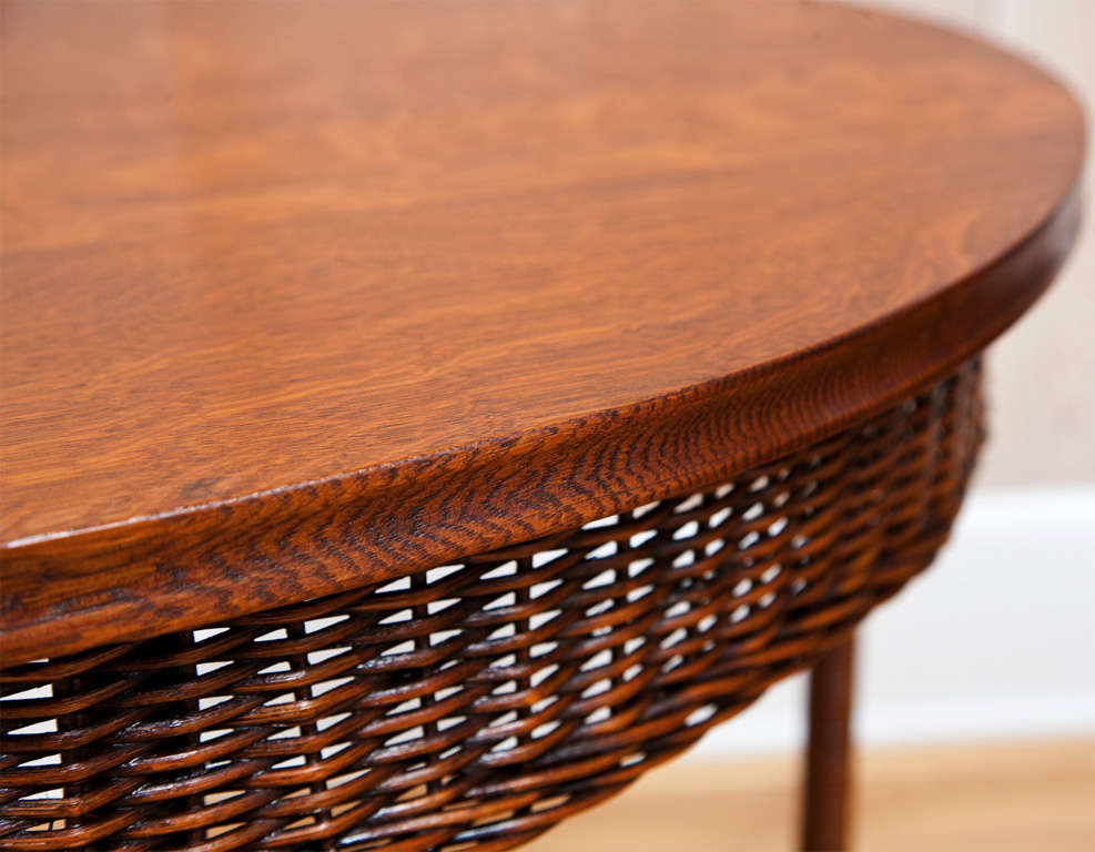 antique wicker side table