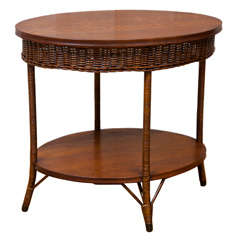 Antique Wicker and Oak Table