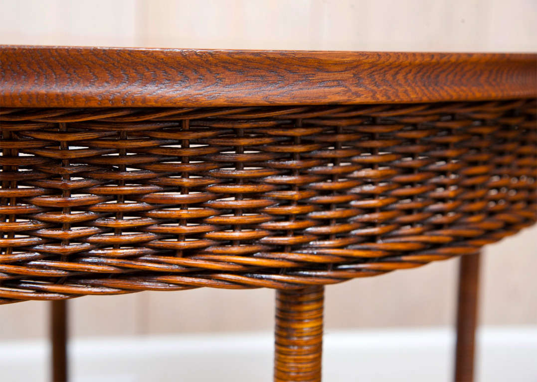 Antique Wicker and Oak Table at 1stDibs antique wicker table with oak