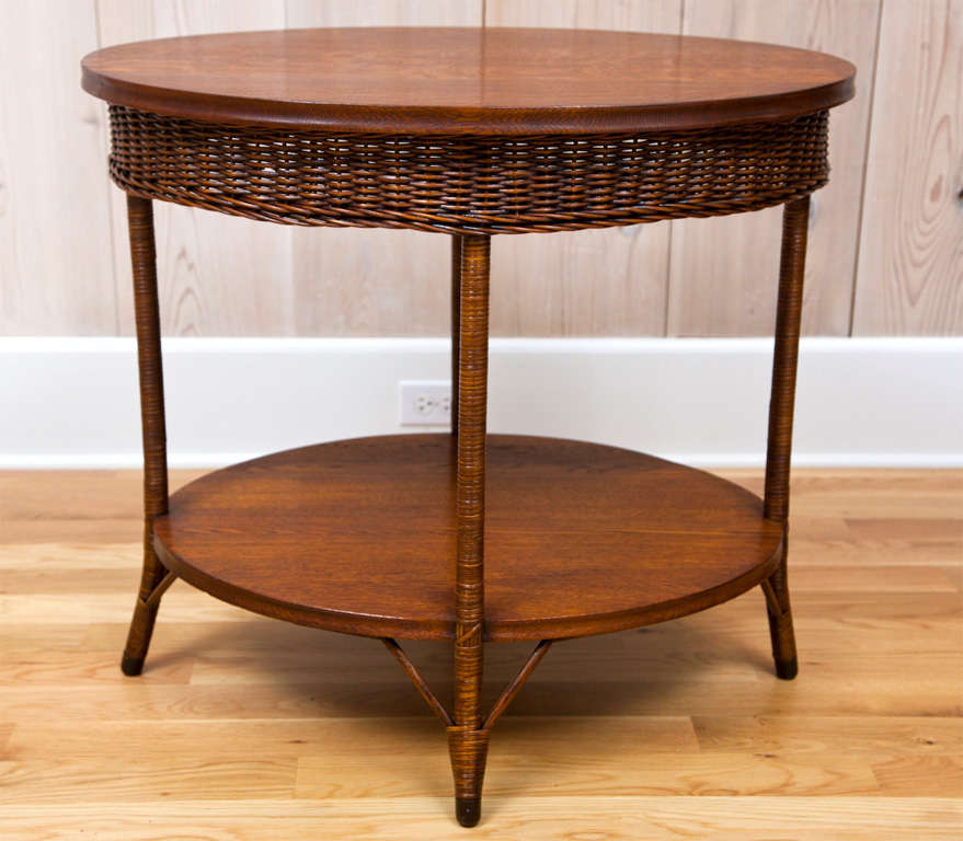 Antique Wicker and Oak Table at 1stDibs antique wicker table with oak