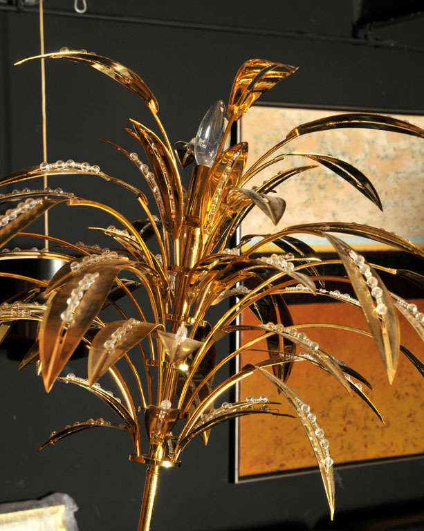 Metal Gold Plated Palm Tree Floor Light with 3 Trunks