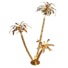 Gold Plated Palm Tree Floor Light with 3 Trunks