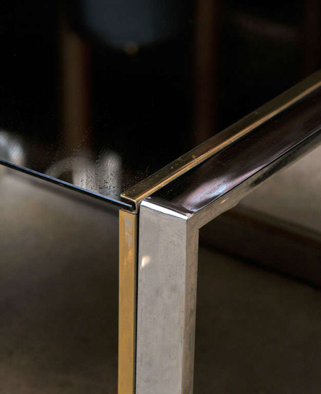 Chrome, Brass, and Glass Side or Coffee Table In Excellent Condition For Sale In Amsterdam, NL