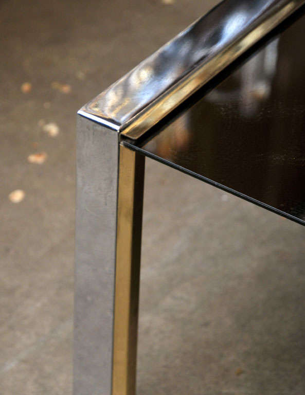 Late 20th Century Chrome, Brass, and Glass Side or Coffee Table For Sale