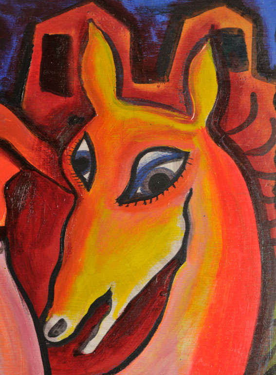 Wood panel painting by Fabrice signed and dated For Sale at 1stDibs