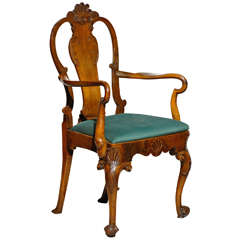 Antique Whimsical Irish Faded Mahogany Arm Chair