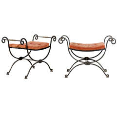 Pair of Wrought Iron Stools