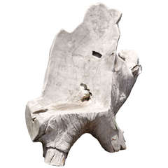 Large Organic Form Bleached Teak Wood Chair