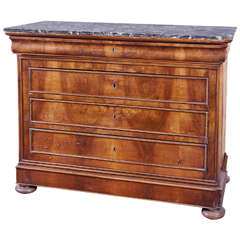 Antique French Walnut Commode with Original Marble Top