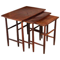 Vintage set of 3 Danish Modern Rosewood Nesting Tables