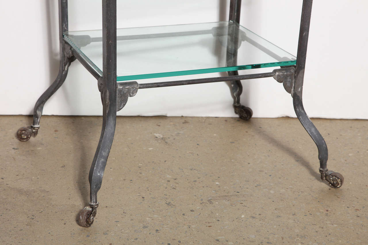 Industrial circa 1920 rolling Steel & Glass Etagere
