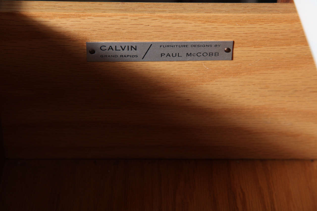 Mid-20th Century rare Paul McCobb for Calvin Dresser with White Vitrolite Glass Top