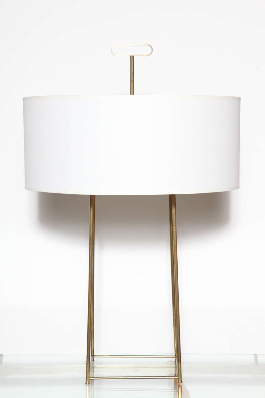 Tommi Parzinger Brushed Brass Table Lamp, circa 1960 In Good Condition In Bainbridge, NY