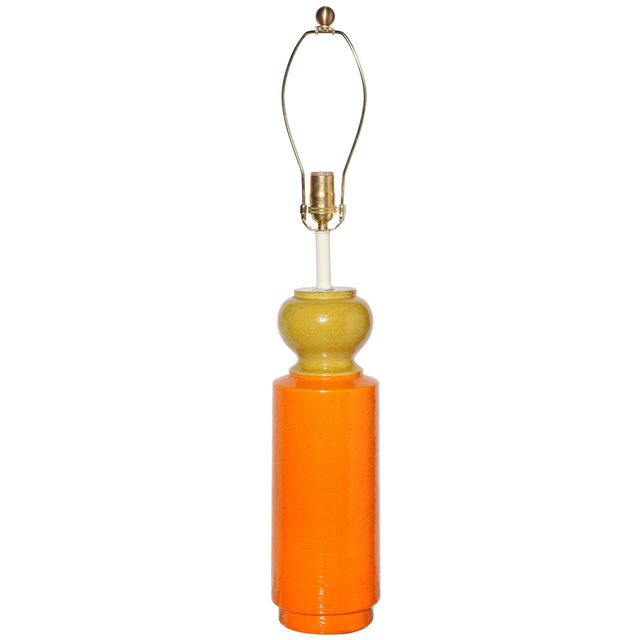 Tall Aldo Londi for Bitossi Orange & Yellow Ceramic Table Lamp, 1950s 