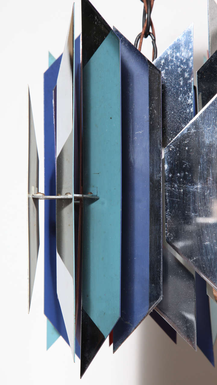 Paar Hängelampen „Tivoli“ von Simon Henningsen für Lyfa in Chrom, Blau, Aqua und Rot im Zustand „Gut“ im Angebot in Bainbridge, NY