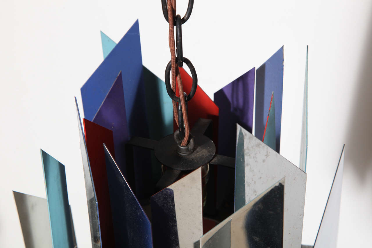 Paar Hängelampen „Tivoli“ von Simon Henningsen für Lyfa in Chrom, Blau, Aqua und Rot (Mitte des 20. Jahrhunderts) im Angebot