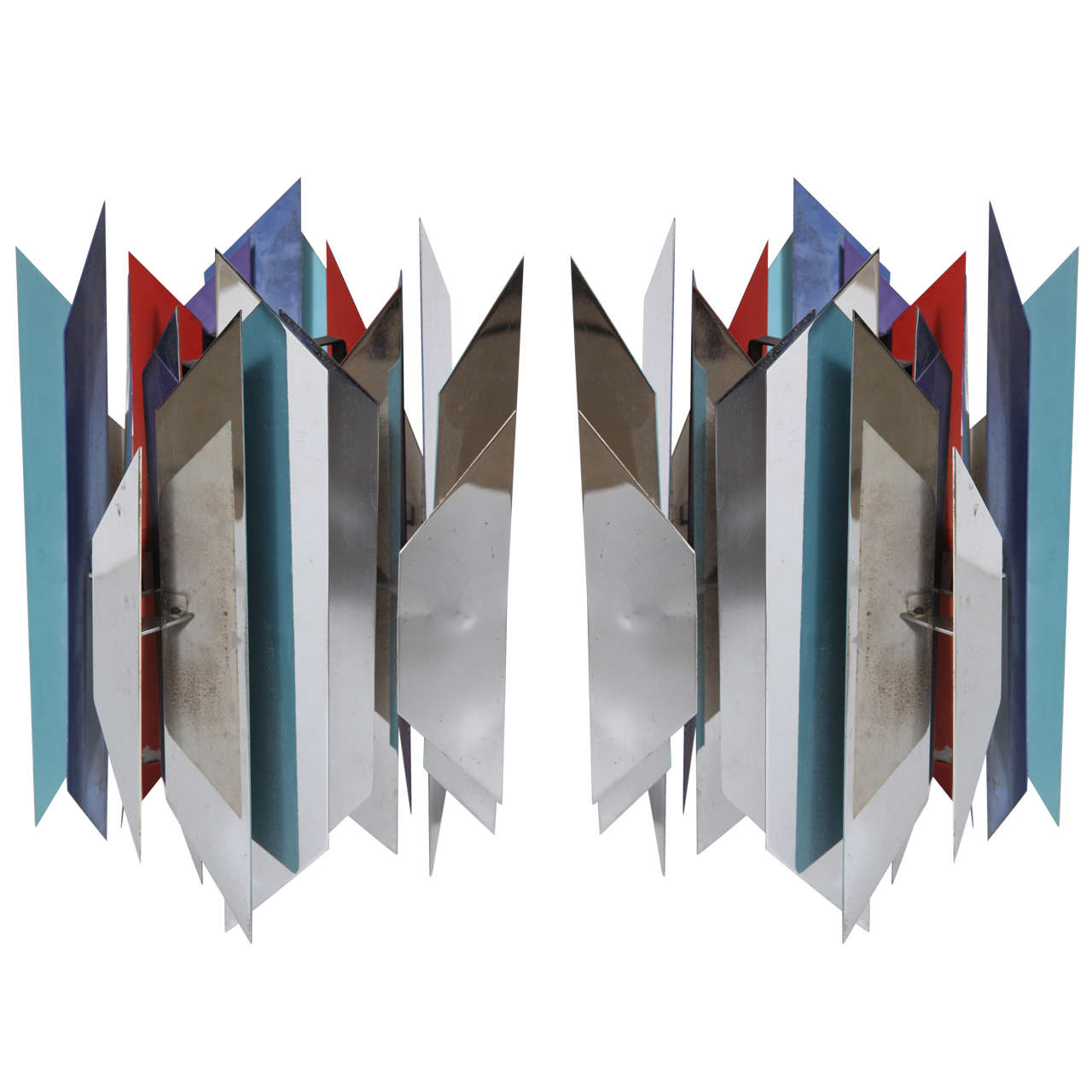 Paar Hängelampen „Tivoli“ von Simon Henningsen für Lyfa in Chrom, Blau, Aqua und Rot