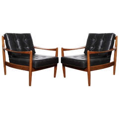 pair of Grete Jalk style Teak Lounge Chairs