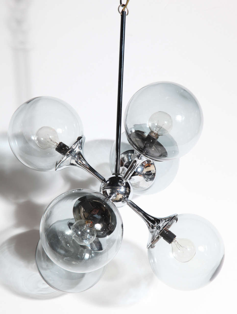 Mid-Century Modern small Sputnik polished Chrome Lightolier Pendant