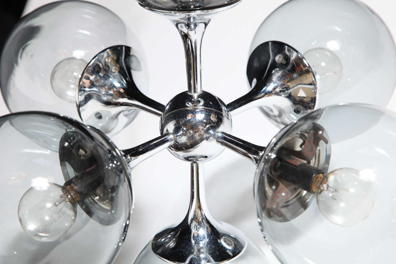small Sputnik polished Chrome Lightolier Pendant In Good Condition In Bainbridge, NY