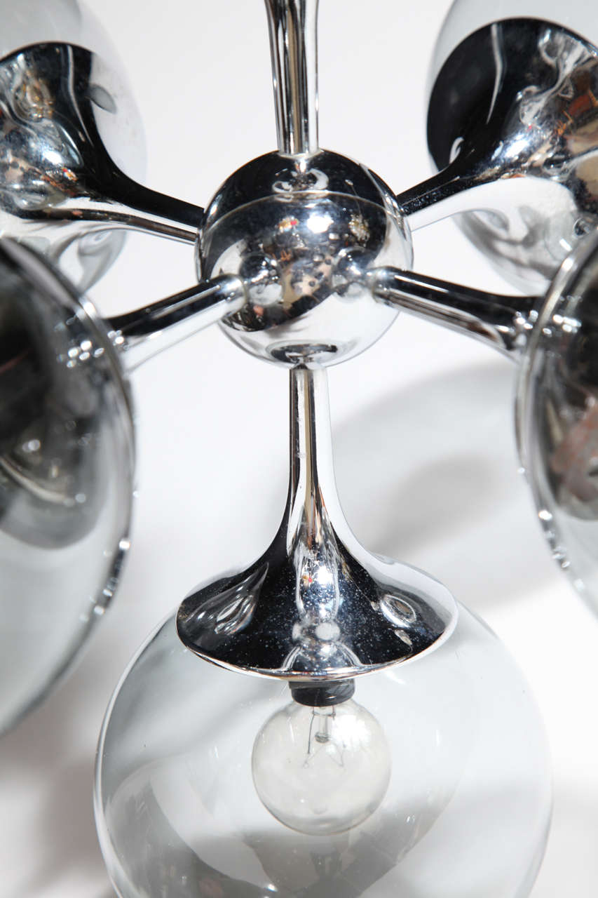 Mid-20th Century small Sputnik polished Chrome Lightolier Pendant
