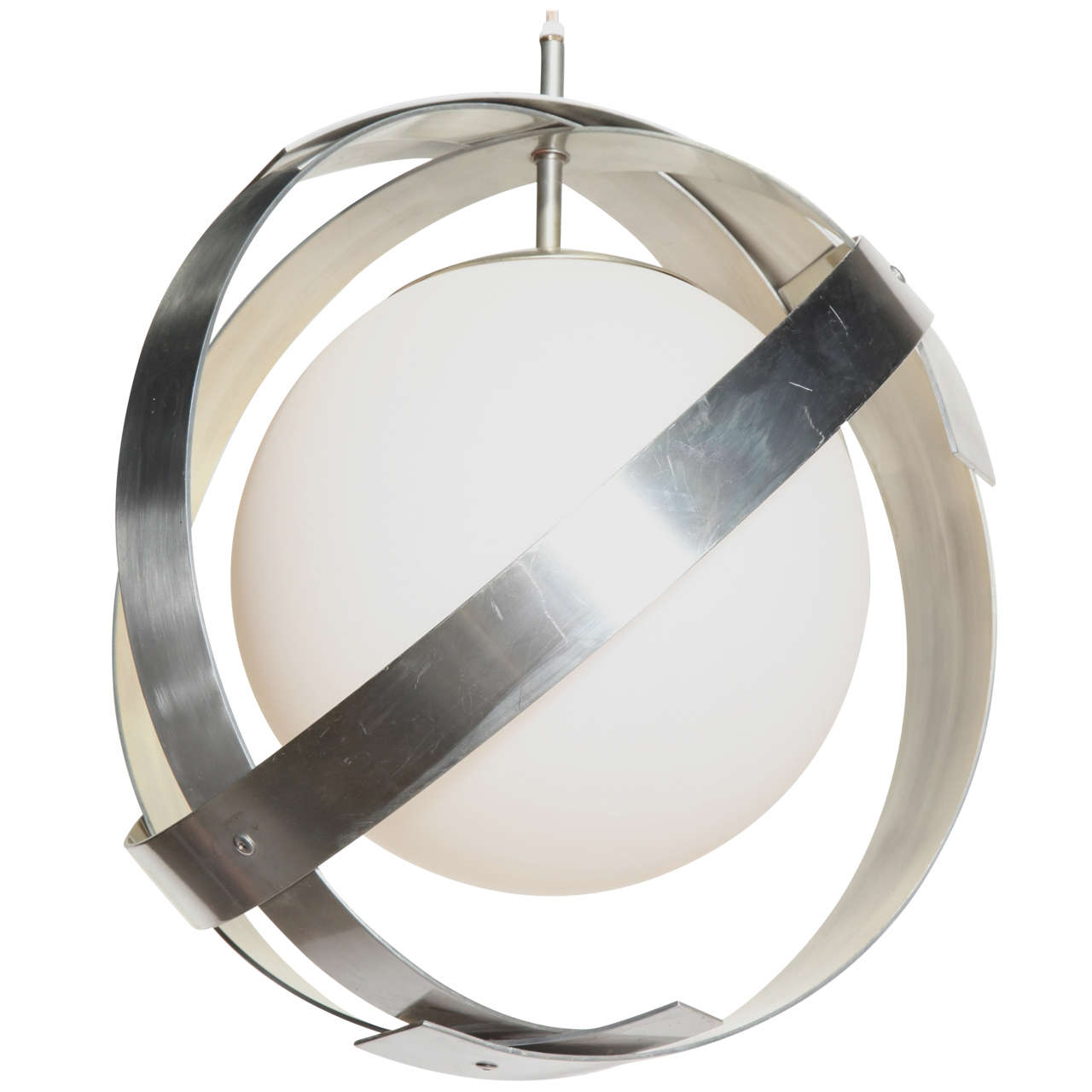 Laurel Lamp Co. "Saturn" Aluminum Banded Hanging Pendant with White
