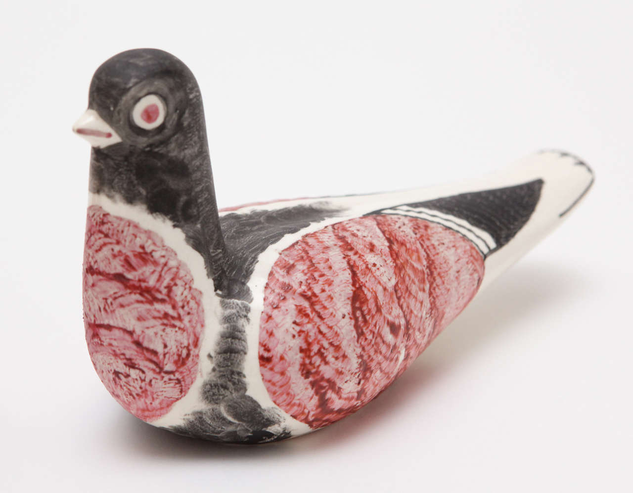 American Pair of Glazed Ceramic Pigeons by Yolande Gregory
