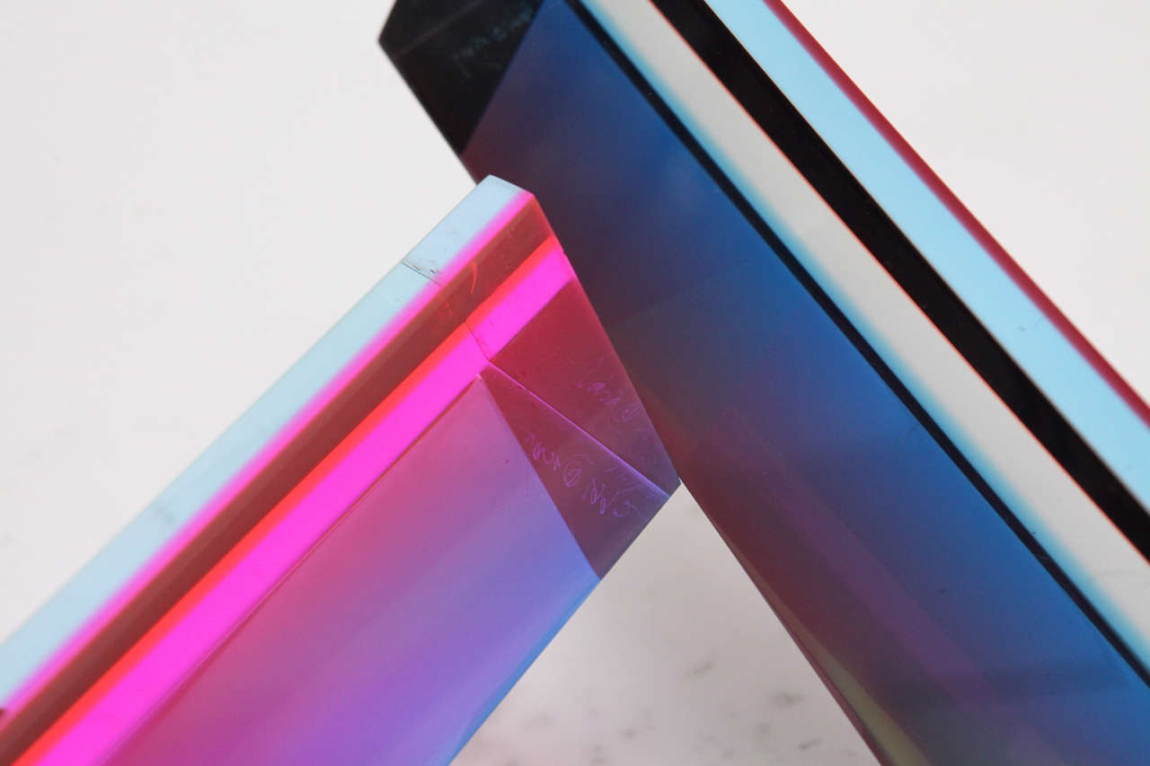 Trio of Acrylic Hexagonal Column Sculptures by Vasa 1