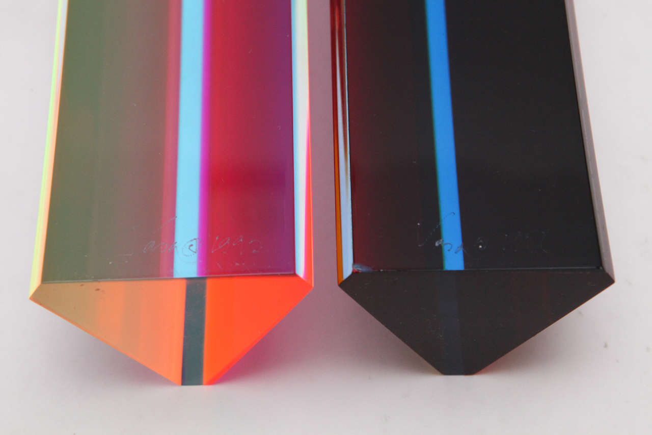 Trio of Acrylic Hexagonal Column Sculptures by Vasa 3