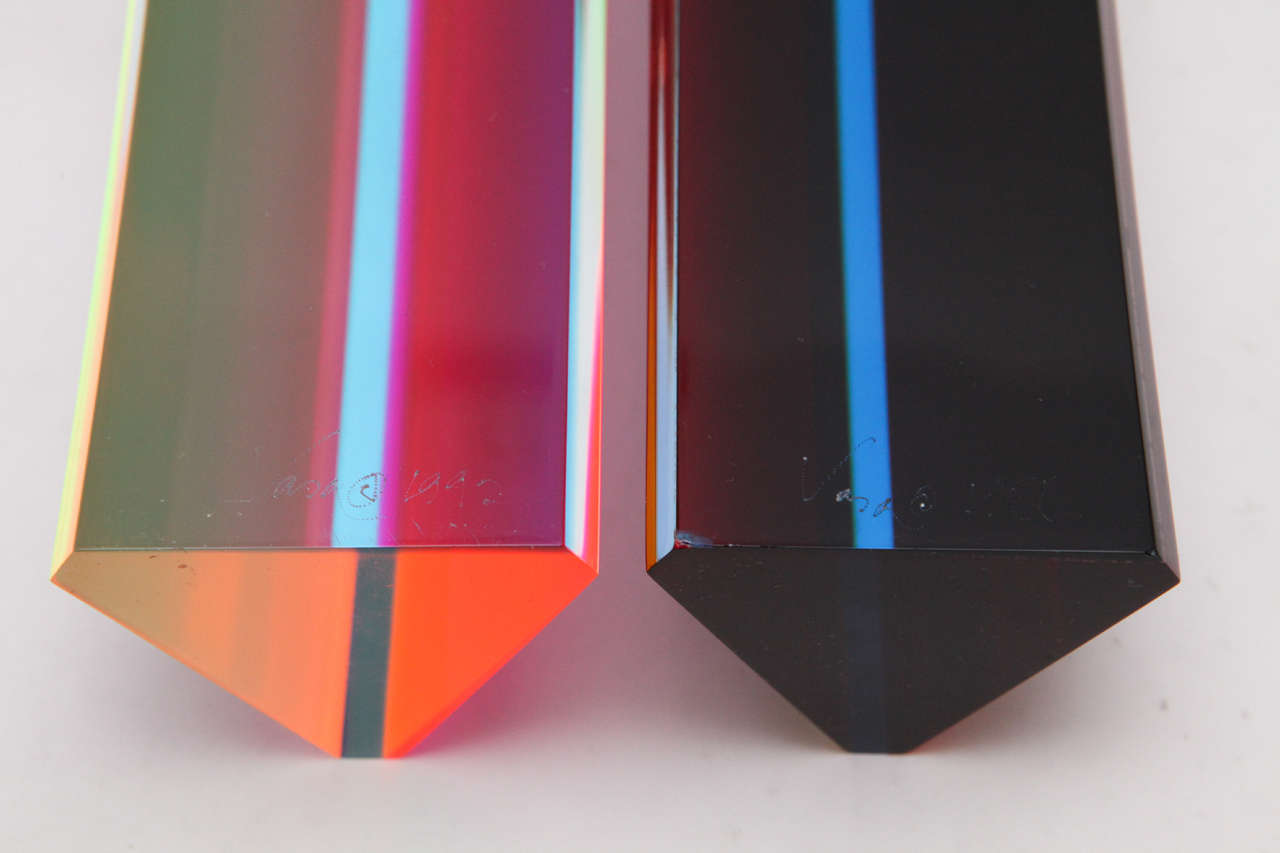 Trio of Acrylic Hexagonal Column Sculptures by Vasa 4