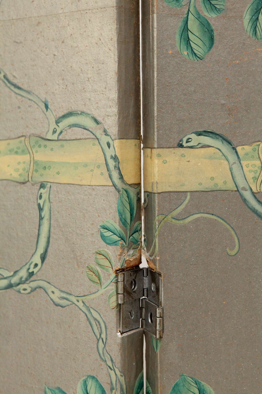 Chinoiserie Four Panel Wallpaper Folding Screen In Good Condition In Palm Desert, CA