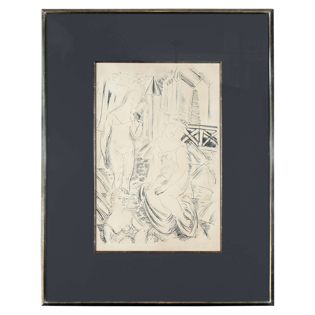 Trois Baigneuses Devant le Port de Sainte-Adresse Litografia di Raoul Dufy