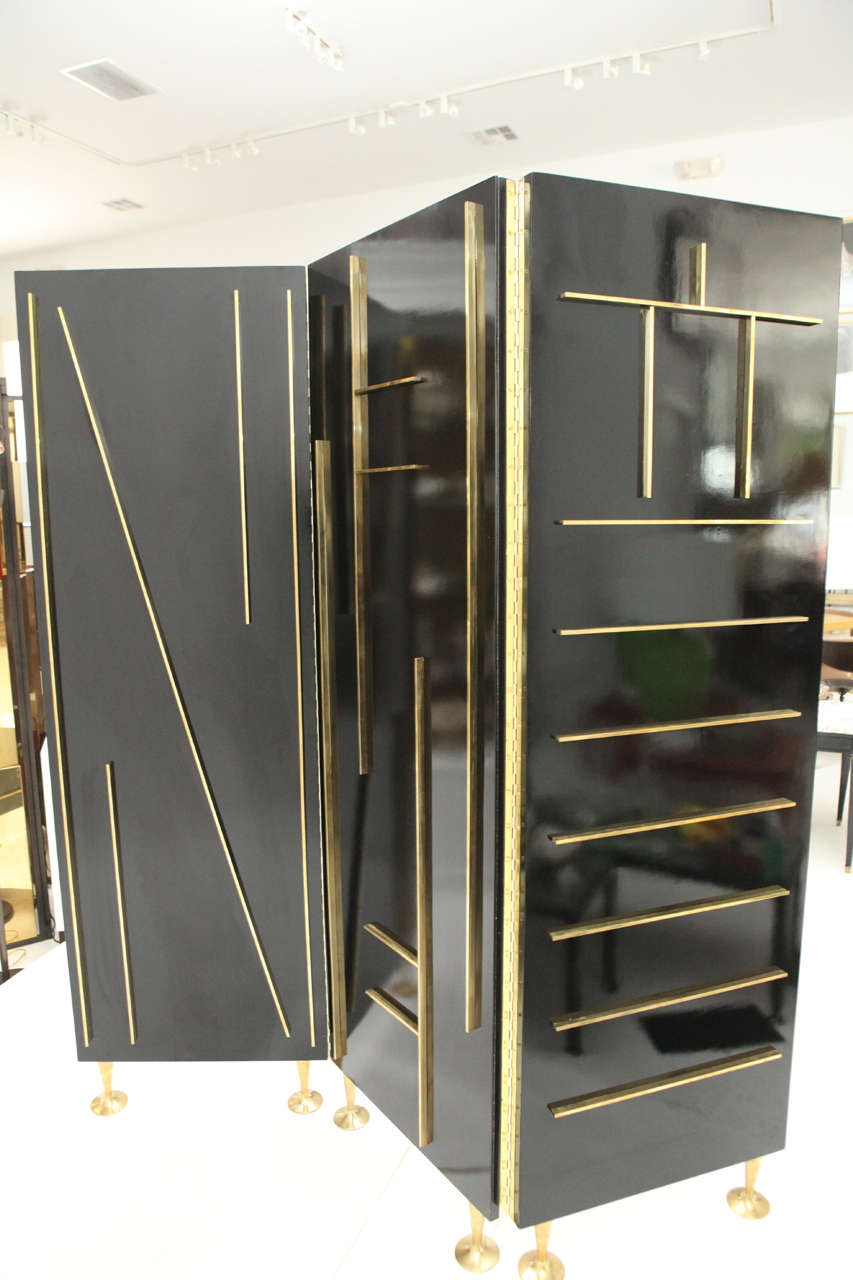 Lacquer & Brass Divider by Frank Kyle For Sale 2