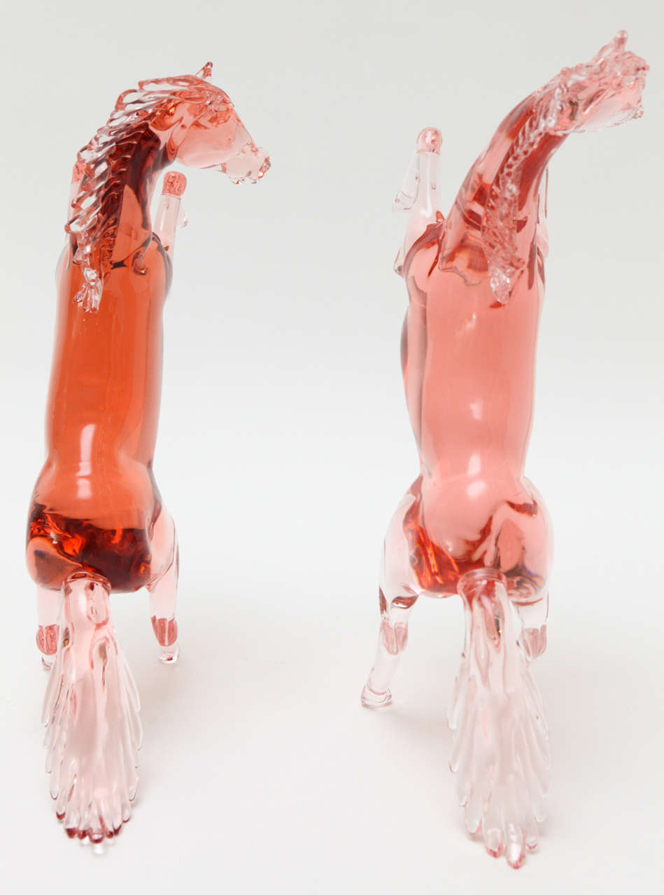 20th Century Pair of Murano Glass Stallions by Pino Signoretto