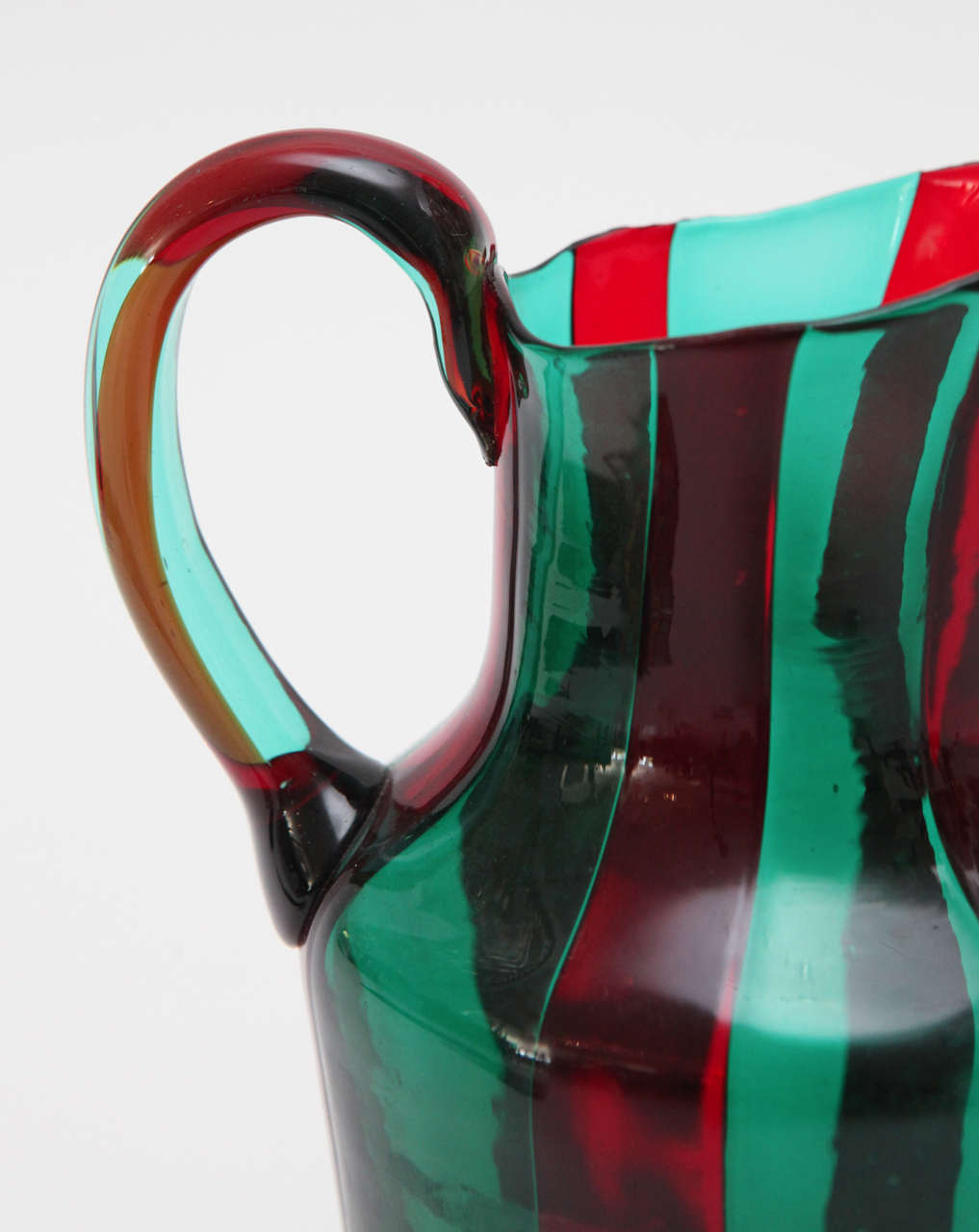 Red and Green Murano Glass Pitcher by Venini In Excellent Condition In Palm Desert, CA