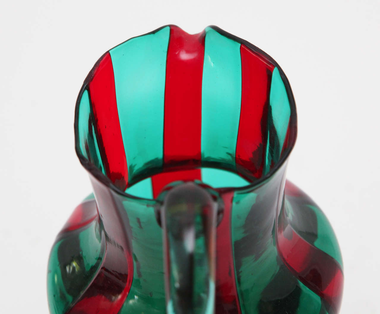 Red and Green Murano Glass Pitcher by Venini 1