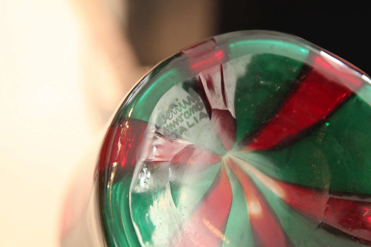 Red and Green Murano Glass Pitcher by Venini 3