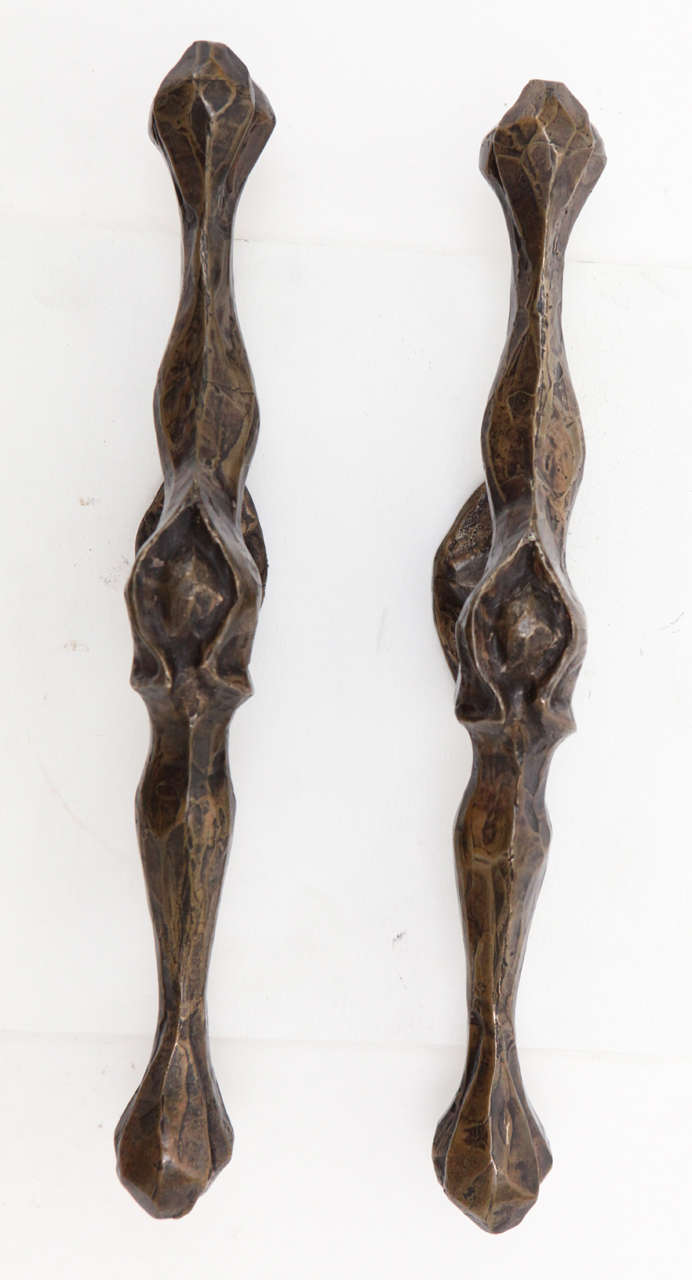 Pair of Custom Bronze Door Pulls by Sanford Decker at 1stDibs